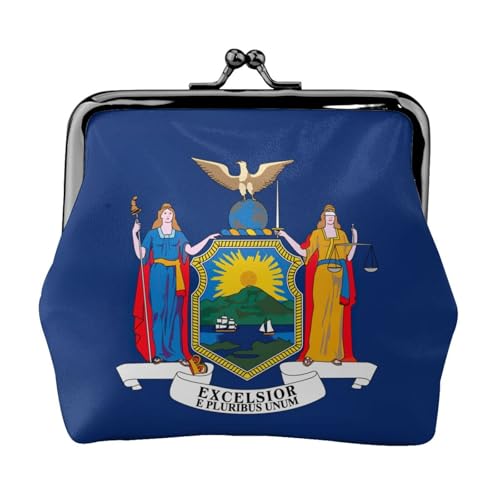 New York Flag Print Damen Kiss Lock Münztasche Mini Wallet für Karten und Lippenstift Weiche kompakte Geldbörse von FKGKDF