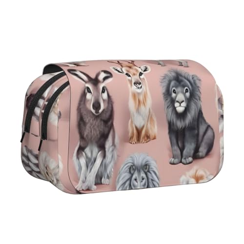 Oodles Of Pudel-Druck-Doppel-Klapp-Federmäppchen, Reißverschlusstaschen, großes Fassungsvermögen für Kunstbedarf und Reisen von FKGKDF