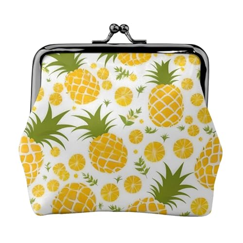Pineapple Print Damen Kiss Lock Münztasche Mini Wallet für Karten und Lippenstift Weiche Kompakte Geldbörse von FKGKDF