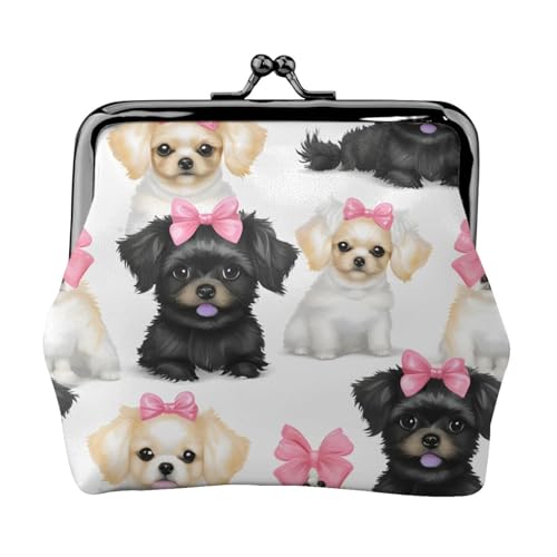 Pomeranians Pattern Print Damen Kiss Lock Münztasche, Mini-Geldbörse für Karten und Lippenstift, weiche, kompakte Geldbörse von FKGKDF