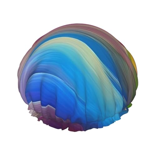 Regenbogen Ozean Druck Wiederverwendbare Duschhauben für Frauen, Doppel Schicht Haarkappe, Erwachsene Haarmütze für alle Haare von FKGKDF
