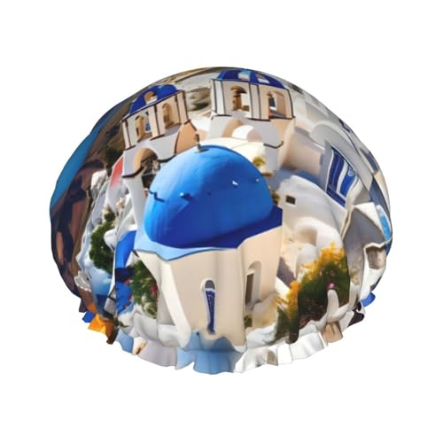 Santorini Wiederverwendbare Duschhauben für Frauen, doppellagige Haarkappe, Erwachsenen-Haarkappe für alle Haare von FKGKDF