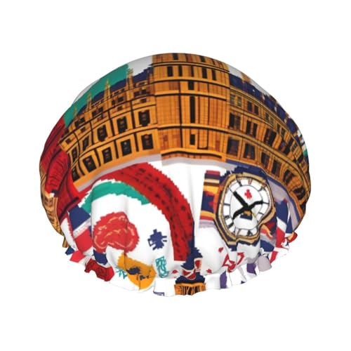 Schule Zeitung Druck Wiederverwendbare Duschhauben für Frauen, Doppel Schicht Haarkappe, Erwachsene Haarmütze für alle Haare von FKGKDF