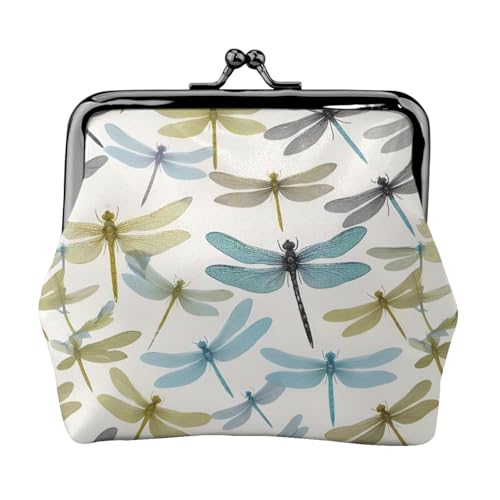 Simple Libellen-Print Damen Kiss Lock Münztasche, Mini-Geldbörse für Karten und Lippenstift, weiche, kompakte Geldbörse von FKGKDF
