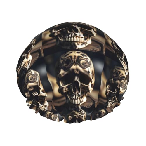 Skull Rock Roll Skelett Knochen Druck Wiederverwendbare Duschhauben für Frauen, Doppel Schicht Haarkappe, Erwachsene Haarmütze für alle Haare Skull Rock Roll Skelett Knochen Druck Wiederverwendbare Duschhauben für Frauen, Doppel Schicht Haarkappe, Erwachsene Haarmütze für alle Haare von FKGKDF