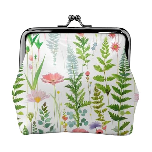 Springtime Kräutergarten Druck Frauen Kiss Lock Münztasche Mini Geldbörse für Karten und Lippenstift Weiche kompakte Geldbörse von FKGKDF