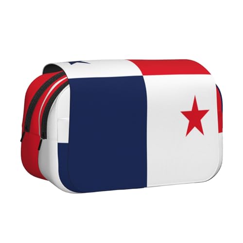 Stifteetui mit Flaggenmotiv von Panama, Doppel-Klappetui, Reißverschlusstaschen, großes Fassungsvermögen für Kunstbedarf und Reisen von FKGKDF