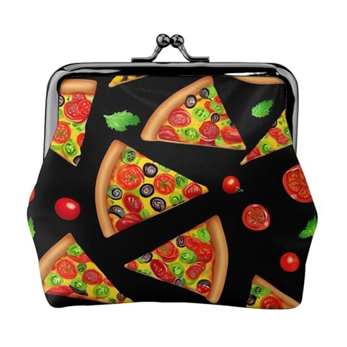 Tasty Pizza Print Damen Kiss Lock Münztasche Mini Wallet für Karten und Lippenstift Weiche Kompakte Geldbörse von FKGKDF