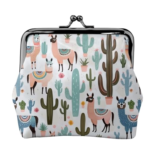 Tropischer Kaktus-Tier-Lama-Druck, Damen-Münztasche, Mini-Geldbörse für Karten und Lippenstift, weiche kompakte Geldbörse von FKGKDF