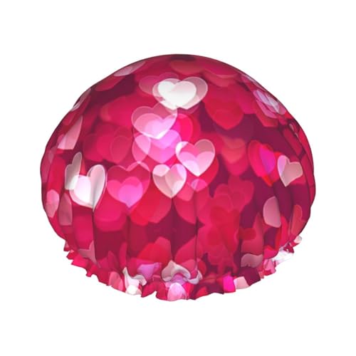 Valentinstag Liebe Herz Print Wiederverwendbare Duschhauben für Frauen, 2-lagige Haar-Mütze, Erwachsene Haarmütze für alle Haare Valentinstag Liebe Herz Print Wiederverwendbare Duschhauben für Frauen, 2-lagige Haar-Mütze, Erwachsene Haarmütze für alle Haare von FKGKDF