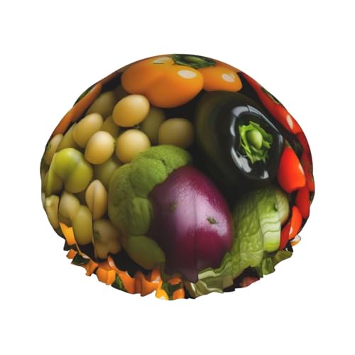 Vielfalt Frisches Gemüse Obst Druck Wiederverwendbar Duschkappe Für Damen, Doppelschicht Haar-Kappe Für Erwachsene Vielfalt Frisches Gemüse Obst Druck Wiederverwendbar Duschkappe Für Damen, Doppelschicht Haar-Kappe Für Erwachsene von FKGKDF