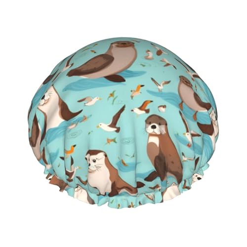 Wiederverwendbare Duschhauben für Frauen, Otters Print, doppellagige Haarkappe, Erwachsenen-Haarkappe für alle Haare von FKGKDF