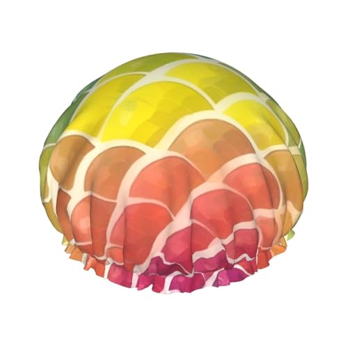 Wiederverwendbare Duschhauben mit Regenbogenfischschuppen-Druck, für Frauen, doppellagige Haarkappe, Erwachsenen-Haarkappe für alle Haare von FKGKDF