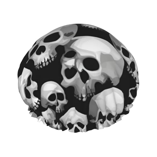 Wiederverwendbare Totenkopf bedruckte Duschmützen für Frauen, 2-lagige Haar-Mütze, Erwachsene Haarmütze für alle Haare von FKGKDF