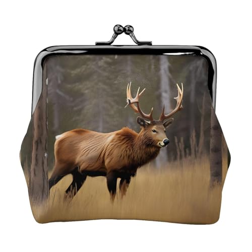 Wildlife Deer Bear Elch Print Damen Kiss Lock Münztasche, Mini-Geldbörse für Karten und Lippenstift, weiche, kompakte Geldbörse von FKGKDF