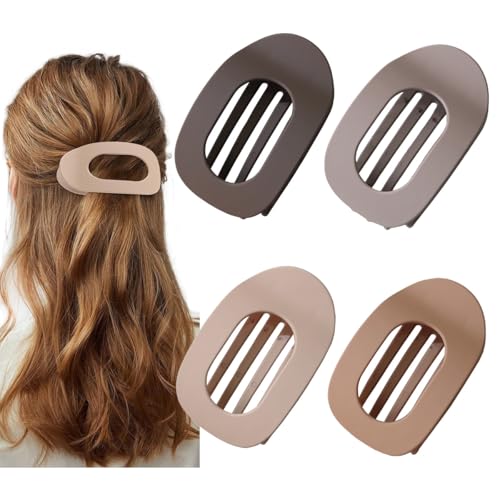 Elegante, matte Haarnadel, seidig flaches Design + stabile, rutschfeste Form, geeignet für dickes und dünnes Haar, vielseitiges Haar-Accessoire für Damen (4-teiliges Set) von FKGQWZETK