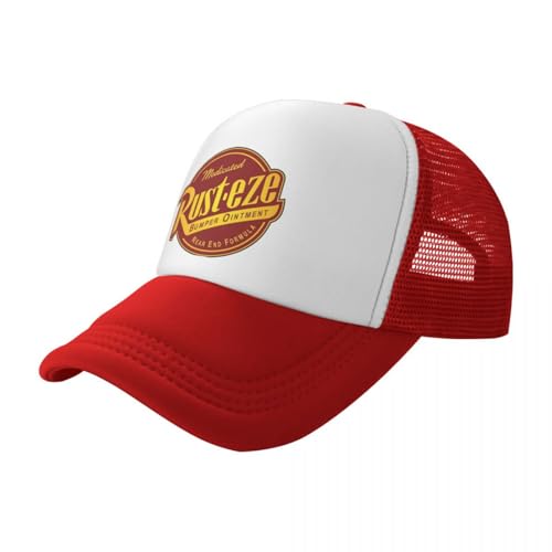 FKHLUILZ Klassisch Medizinisch Rust.eze Lightning McQueen Mesh Trucker Hut Trendy Sommer Atmungsaktiv Mesh-Rücken Sonnenkappen Adjustbale Für Casual Kopfbedeckung cool von FKHLUILZ
