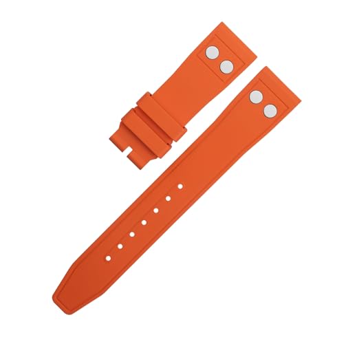 FKIMKF 20 mm 22 mm natürliches Fluorkautschuk FKM Gummi mit Nieten-Uhrenarmband für IWC Big Pilot Mark Portugieser Top Gun weiches Armband (Farbe: Orange, Größe: 20 mm) von FKIMKF