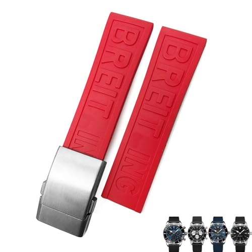 FKIMKF Weiches Gummi-Armband für Breitling Avenger Navitimer 20 mm, 22 mm, 24 mm, Silikon-Armband, Schwarz / Blau, wasserdicht, Uhrenarmband, Uhrenarmband, 24 mm, Achat von FKIMKF