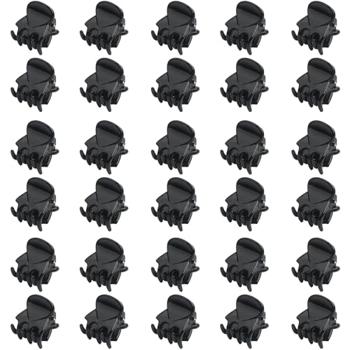 FKKFSS 30 Stück Mini-Haarspangen, rutschfeste Haarspangen, langlebiges Haar-Accessoire für Mädchen und Frauen, geeignet für mehrere Frisuren, Stile (Schwarz/Braun/Transparent) (schwarz) von FKKFSS