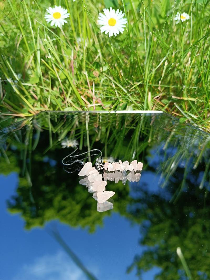 Ohrringe, Rosenquarz Splitter, Cute Earrings, Crystal von FKNGoodVibes