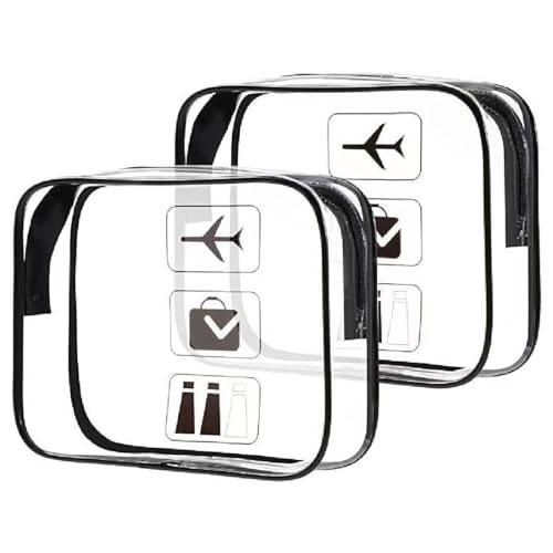 FKWKUW Kulturbeutel Transparent,2 Pcs Klare wasserdichte Toiletten Reisetasche Klare Reißverschluss, Klare Make Up Taschen, Reisetoilettenartikel Taschen Für Frauen, Männer Und Familien von FKWKUW