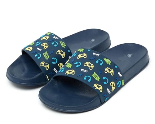 Jungen Gaming-Hausschuhe Badelatschen mit Controller-Design rutschfeste Dusch Badeschuhe Strand Sandalen Slippers Leichte Pantoffeln (Blau, EU Schuhgrößensystem, Kleinkind, Numerisch, M, 26) von FLA Europe