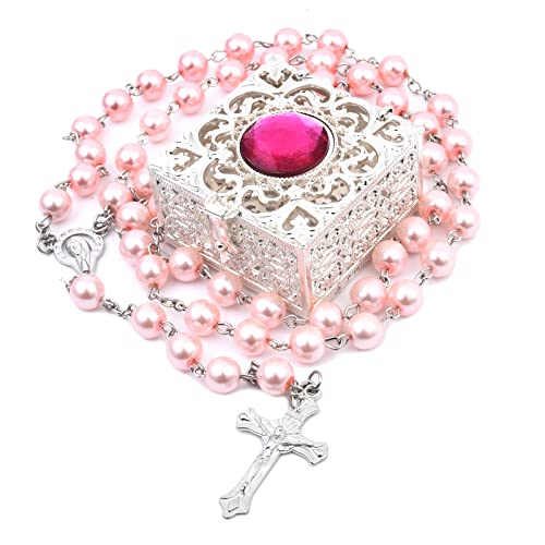 FLAFARY Erstkommunion Rosenkranz für Mädchen und Jungen, Rosenkranzperlen katholisch für Männer, Frauen, Rosenkranz Halskette als Geschenke für Mutter, Großmutter, Ältere, Box, Metall, Glas, Perle FLAFARY Erstkommunion Rosenkranz für Mädchen und Jungen, Rosenkranzperlen katholisch für Männer, Frauen, Rosenkranz Halskette als Geschenke für Mutter, Großmutter, Ältere, Box, Metall, Glas, Perle von FLAFARY