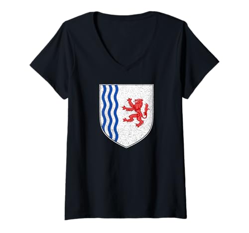 Damen NUVELLE-AQUITAINE WAFFENFLAGGE SÜDWESTFRANKREICH T-Shirt mit V-Ausschnitt Damen NUVELLE-AQUITAINE WAFFENFLAGGE SÜDWESTFRANKREICH T-Shirt mit V-Ausschnitt von FLAG OF NOUVELLE-AQUITAINE FRANCE