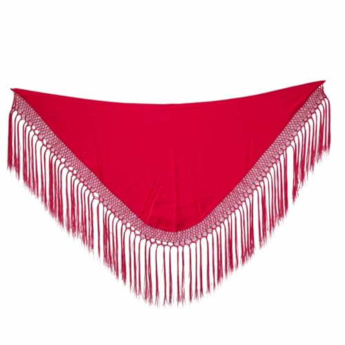 FLAMENCA SHOP Einfarbiger Schal für Damen, Fuchsia, 120 X 45 cm + 23 cm flecos más enrejado von FLAMENCA SHOP