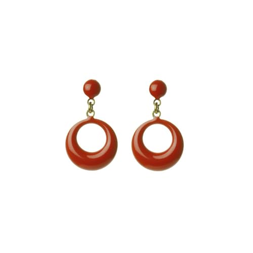 Kleine Ohrringe in kreisförmiger Form, farbig emailliert, Rot von FLAMENCA SHOP