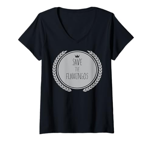 Damen Rette die Flamingos T-Shirt Animal Flamingo T-Shirt mit V-Ausschnitt Damen Rette die Flamingos T-Shirt Animal Flamingo T-Shirt mit V-Ausschnitt von FLAMINGO Shirts By VKOKAY