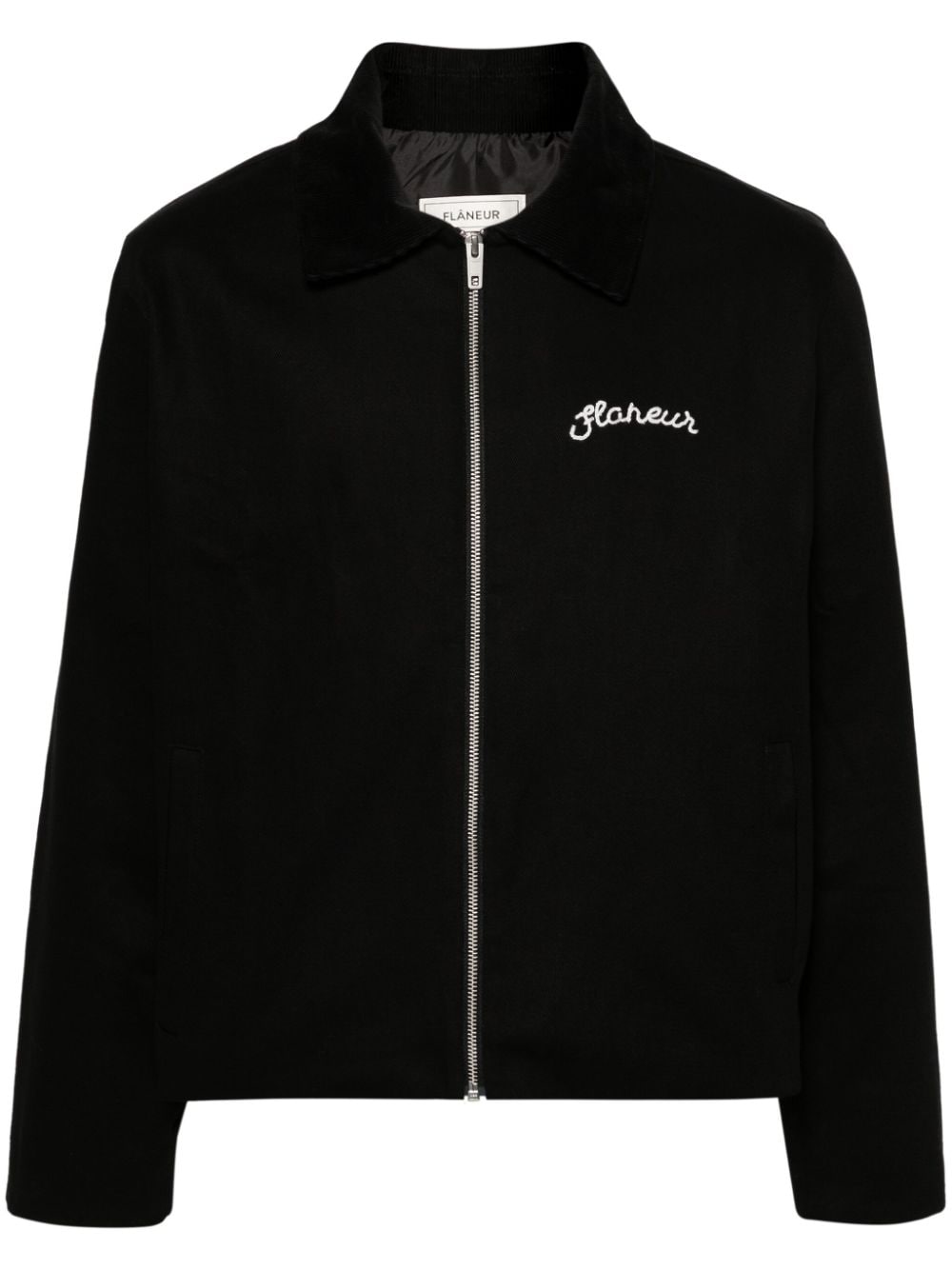 FLÂNEUR Blouson Worker Jacke mit vorstehendem Logo - Schwarz von FLÂNEUR