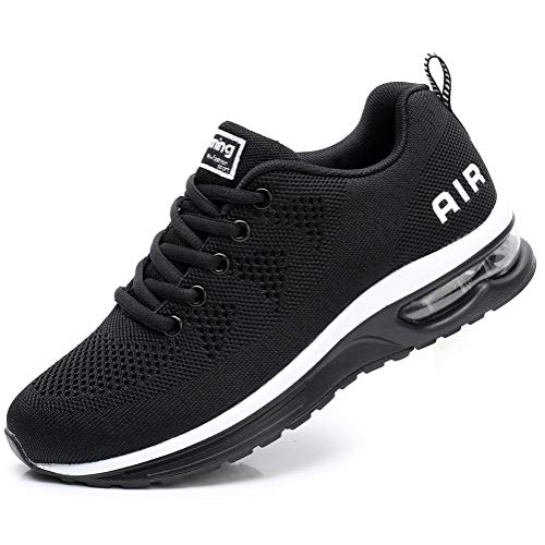 FLARUT Damen Sportschuhe Laufschuhe Herren Turnschuhe Luftpolster Trainers Running Leichte Schuhe Fitness Atmungsaktiv Gym Sneakers（Schwarz,41 von FLARUT