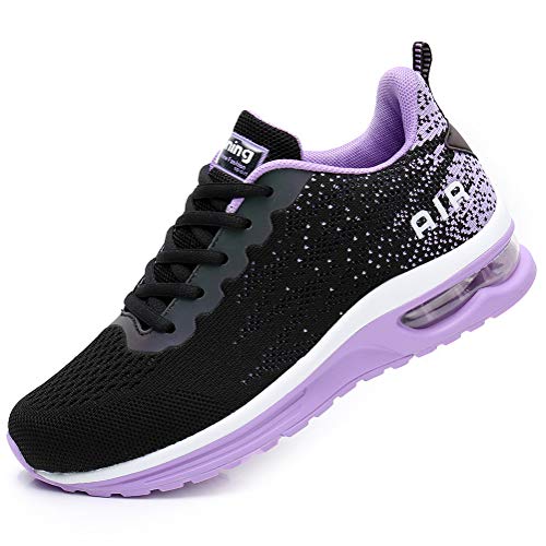 FLARUT Damen Sportschuhe Laufschuhe Herren Turnschuhe Luftpolster Trainers Running Leichte Schuhe Fitness Atmungsaktiv Gym Sneakers(lila,38) von FLARUT