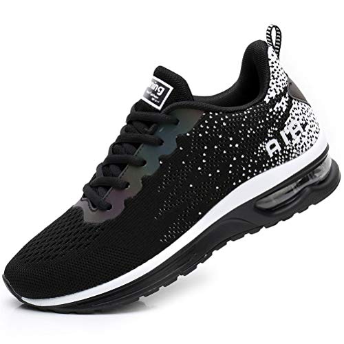 FLARUT Damen Sportschuhe Laufschuhe Herren Turnschuhe Luftpolster Trainers Running Leichte Schuhe Fitness Atmungsaktiv Gym Sneakers(schwarz,39) von FLARUT