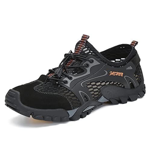 FLARUT Herren Sportsandalen Sommer Trekking Sandalen Wanderschuhe Outdoorsandalen Super Atmung Draussen Hiking Schuhe Mesh Vamp Wasserschuhe Sport Laufen Klettern(Schwarz,46) von FLARUT