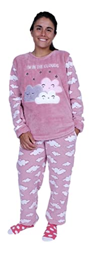 FLASHPIJAMAS Fleece-Pyjama aus Fleece in 3 Teilen, T-Shirt, Hose und Socken. Warmes T-Shirt und Lange Hose. Modell Clouds von FLASHPIJAMAS