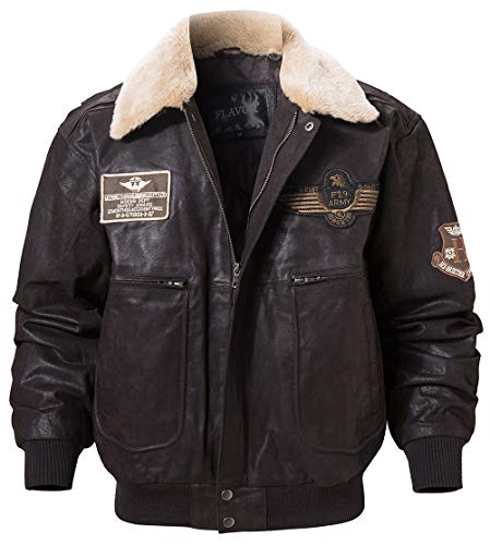 FLAVOR Echtes Lederjacke Herren Luftwaffe Bomber (Dunkelbraun, 3XL) von FLAVOR