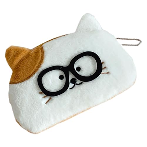 FLCPJGV Plüsch Federmäppchen Federmappe Stiftetasche Und Schreibwarentasche mit Lebendigem Design Und Komfortabler Aus Plüsch für Zuhause Und Unterwegs, Braunohrkatze von FLCPJGV
