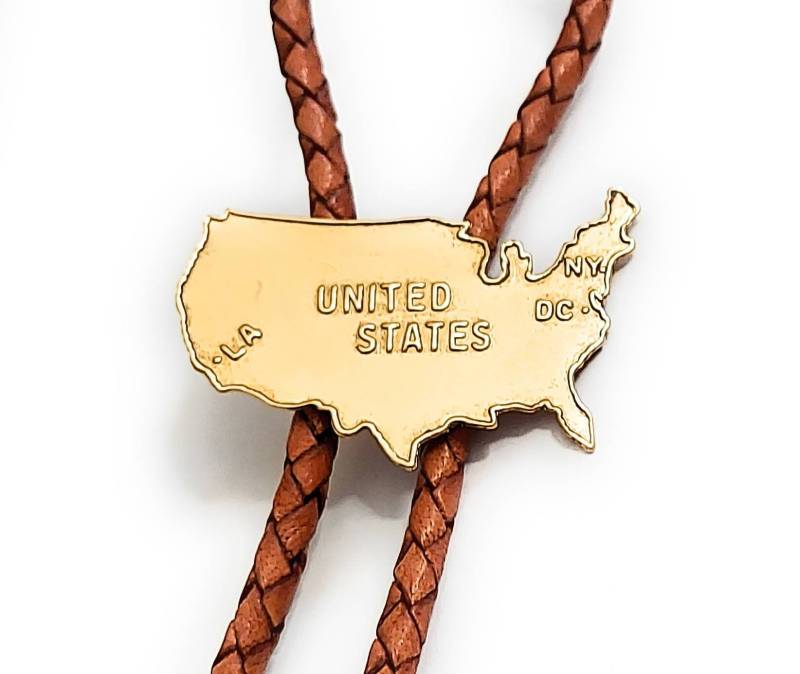 Usa Karte Bolo Tie - Personalisierte Schnur Farbe, Länge Und Spitzen/T18 von FLEAMARKETCAVE2