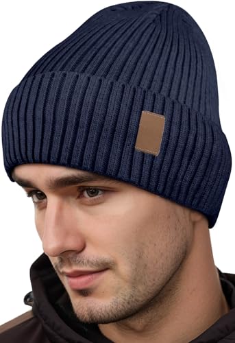 Marineblau Wintermütze Herren Damen, Warme Mütze Herren Winter Strickmützen für Herren, Haube Herren Winter Mützen Männer, Outdoormütze Radmütze Skimütze Herren Geschenke für Männer Weihnachten Marineblau Wintermütze Herren Damen, Warme Mütze Herren Winter Strickmützen für Herren, Haube Herren Winter Mützen Männer, Outdoormütze Radmütze Skimütze Herren Geschenke für Männer Weihnachten von FLEERNIO
