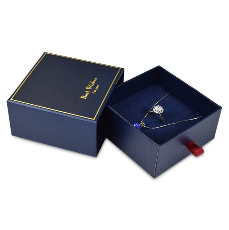 500 Stück Custom Blau Schmuck Geschenk-Box-Sets Box Personalisiertes Logo Kleine Schmuckverpackungsbox Schüttgutdeckel Basiskarton von FLEETPAPER