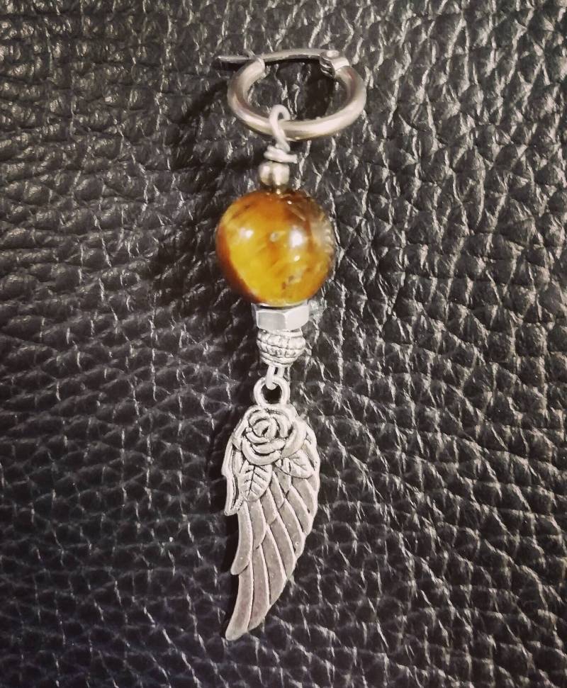 Flower & Wing - Braunes Tigerauge Ohrring von FLESHnBONES