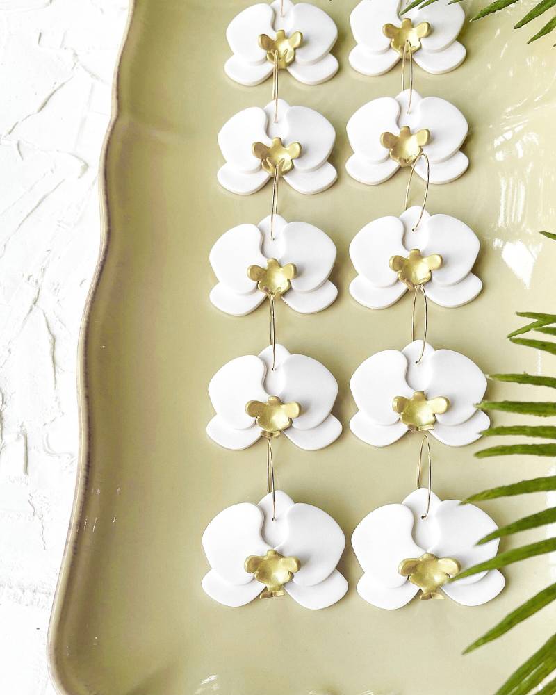 Orchideen-Hoop | Fimo Statement Ohrringe von FLEURSDEFITZ