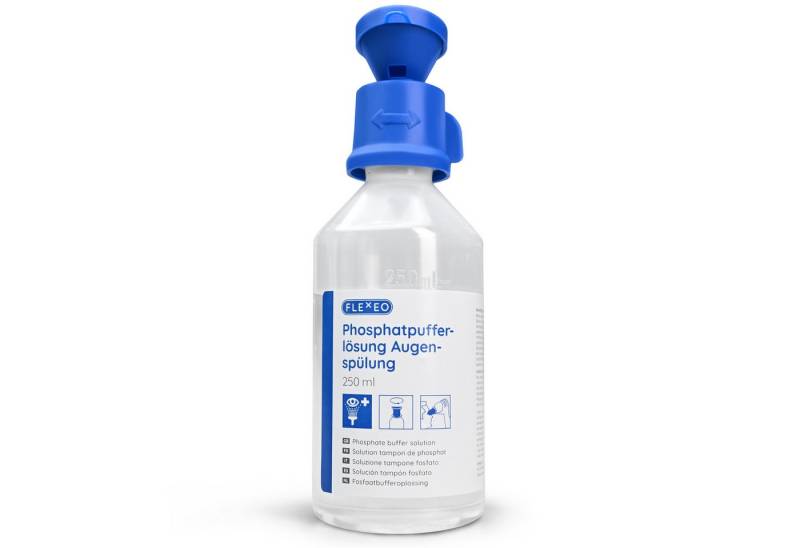 FLEXEO Erste-Hilfe-Set Augenspülflasche Phosphatpufferlösung 250ml, (1 St), Augendusche von FLEXEO