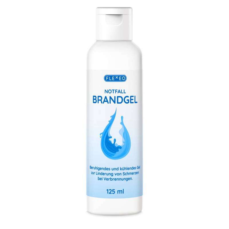FLEXEO Erste-Hilfe-Set Notfall Brandgel 125ml, (1 St), kühlendes Brandgel, beruhigendes Gel bei Verbrennungen von FLEXEO