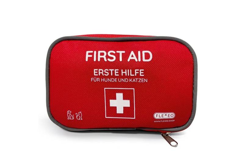 FLEXEO Erste-Hilfe-Set für Hund und Katze, Notfallausrüstung für Vierbeiner, 24-teilig, (1 St), mit Wundauflagen, Bandagen, Maulschlaufe, Zeckenzange, Reinigungstuch von FLEXEO