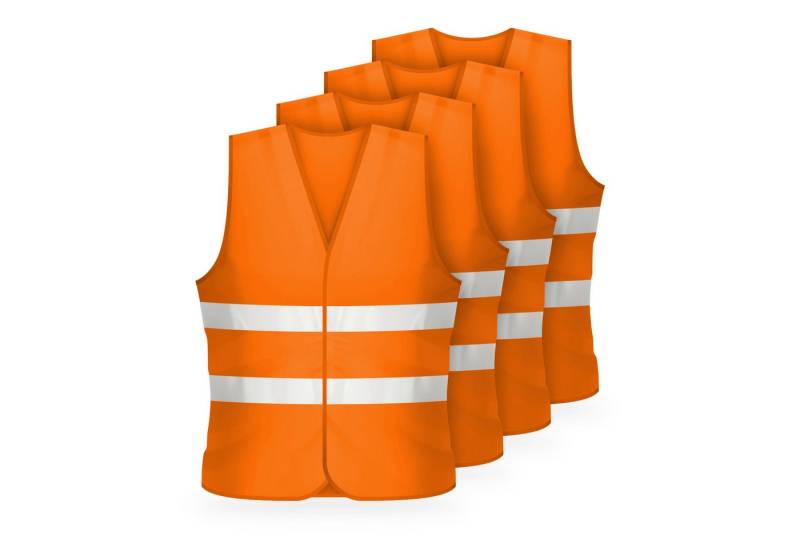 FLEXEO Warnweste Warnweste EN ISO 20471 (4-tlg) Sicherheitsweste Signalkleidung Signalweste, orange von FLEXEO