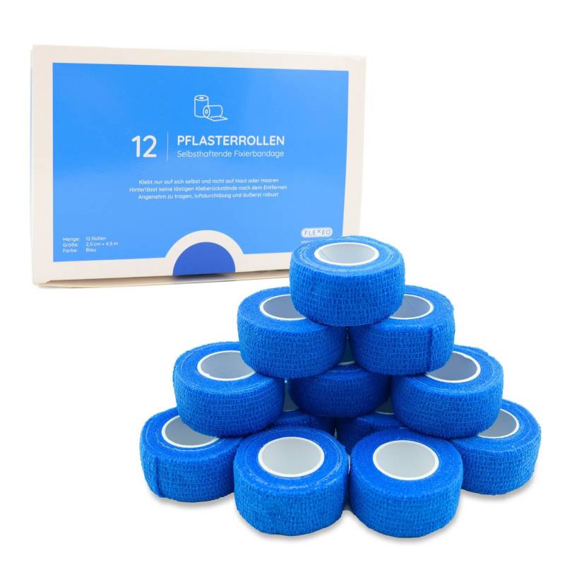 FLEXEO Wundpflaster Pflasterrollen (12 St), Selbstklebender Verband, 12er Pack von FLEXEO